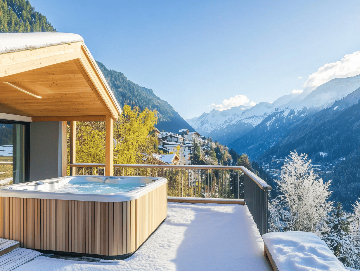 Balcony with hot tub